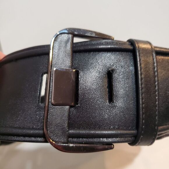 Carlisle Belt Black Embossed 3" Wide Leather Croc Pattern Sz M 34"-36" USA made - Picture 4 of 9